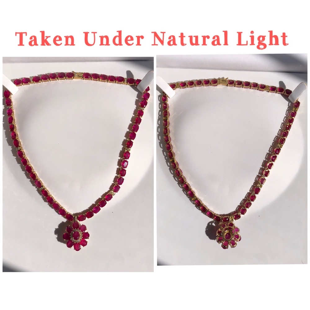 🌟SOLD!🌟14K Mozambique Ruby/ Diamond Necklace - Picture 3 of 8